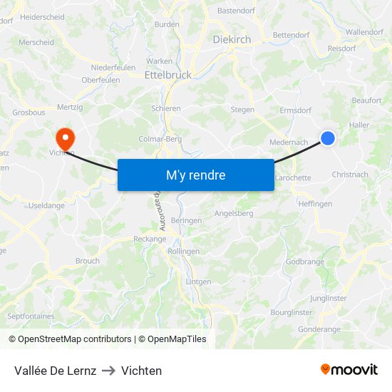 Vallée De Lernz to Vichten map
