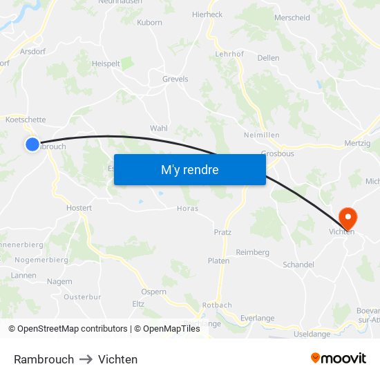 Rambrouch to Vichten map