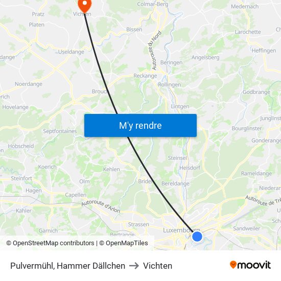 Pulvermühl, Hammer Dällchen to Vichten map