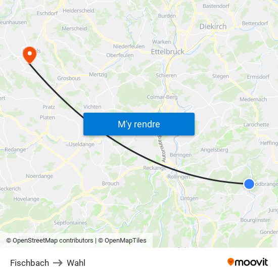 Fischbach to Wahl map