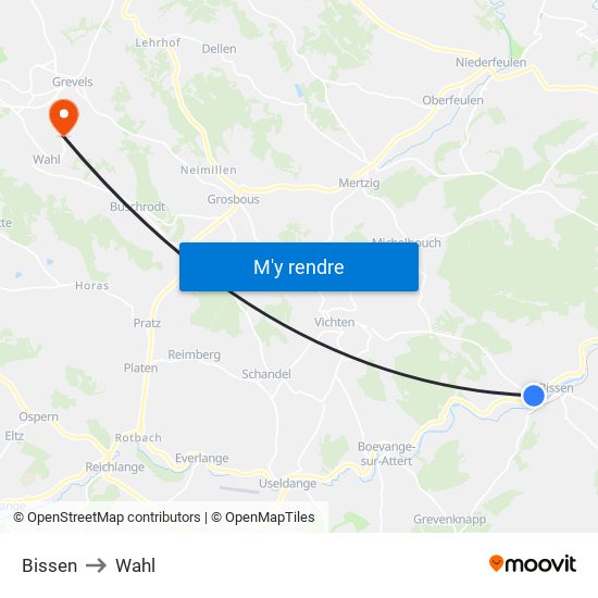 Bissen to Wahl map