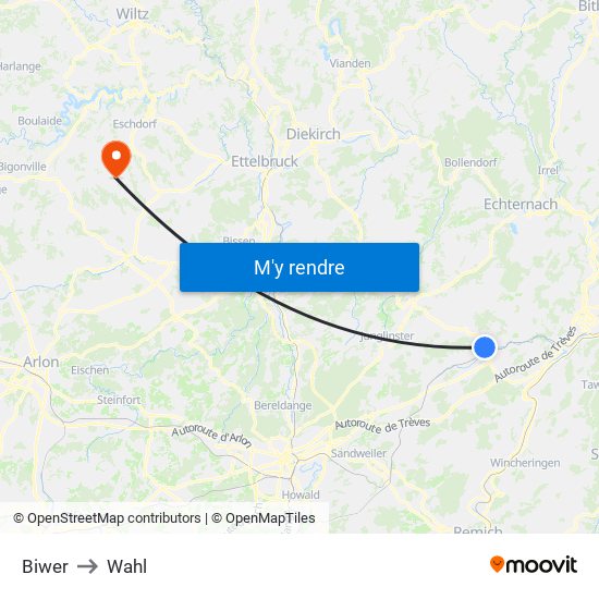 Biwer to Wahl map