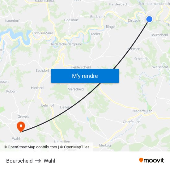 Bourscheid to Wahl map