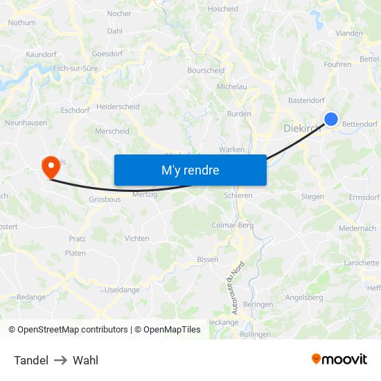 Tandel to Wahl map