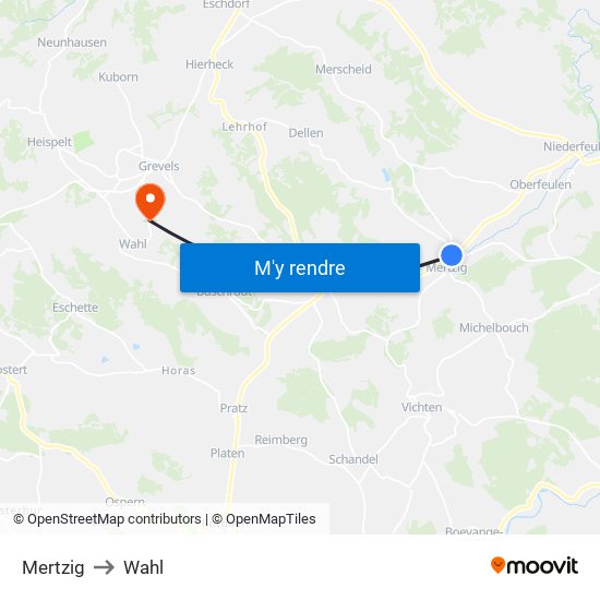 Mertzig to Wahl map