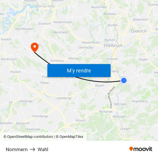 Nommern to Wahl map