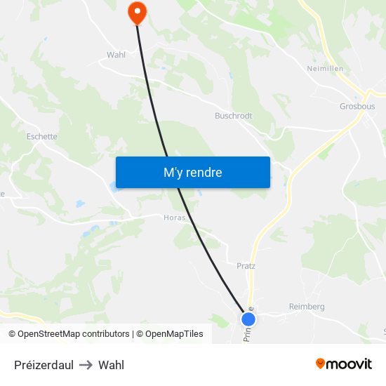 Préizerdaul to Wahl map