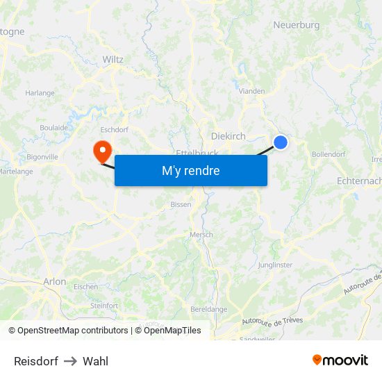 Reisdorf to Wahl map