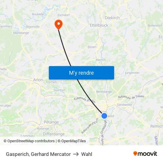 Gasperich, Gerhard Mercator to Wahl map