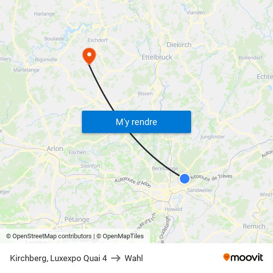 Kirchberg, Luxexpo Quai 4 to Wahl map
