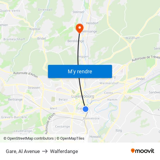 Gare, Al Avenue to Walferdange map