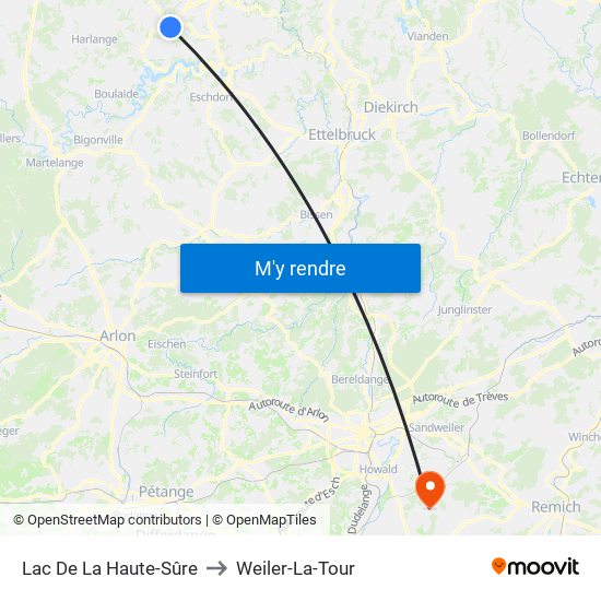 Lac De La Haute-Sûre to Weiler-La-Tour map