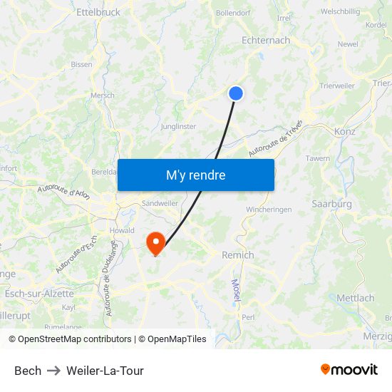 Bech to Weiler-La-Tour map