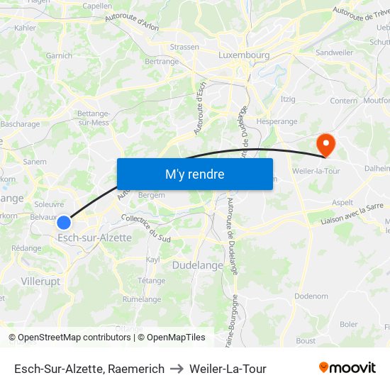 Esch-Sur-Alzette, Raemerich to Weiler-La-Tour map