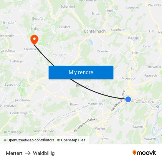 Mertert to Waldbillig map