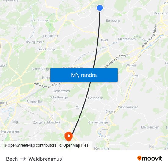 Bech to Waldbredimus map