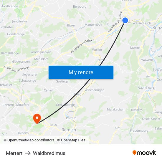 Mertert to Waldbredimus map