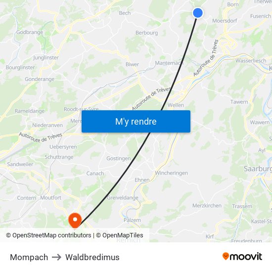 Mompach to Waldbredimus map