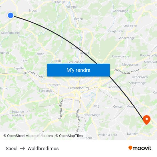 Saeul to Waldbredimus map