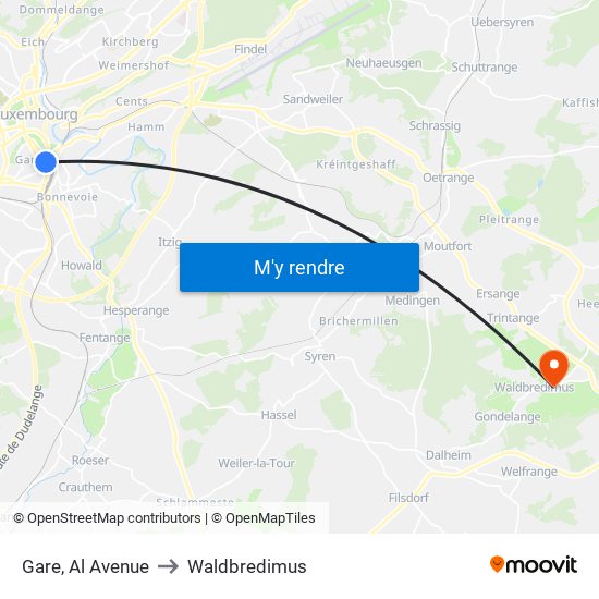 Gare, Al Avenue to Waldbredimus map