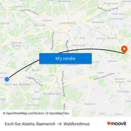 Esch-Sur-Alzette, Raemerich to Waldbredimus map