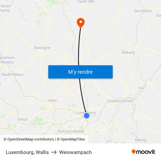 Luxembourg, Wallis to Weiswampach map