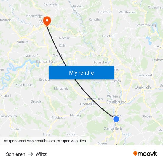 Schieren to Wiltz map