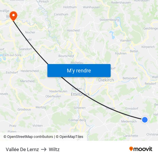 Vallée De Lernz to Wiltz map