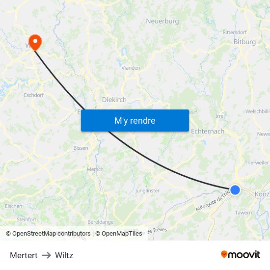 Mertert to Wiltz map