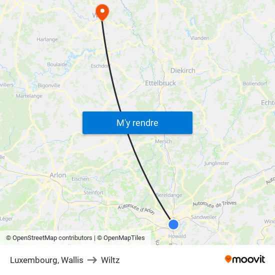 Luxembourg, Wallis to Wiltz map