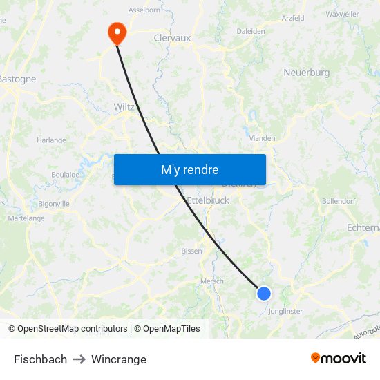 Fischbach to Wincrange map