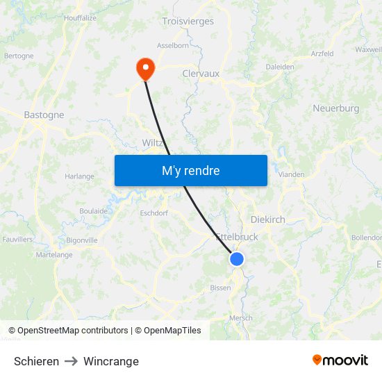 Schieren to Wincrange map