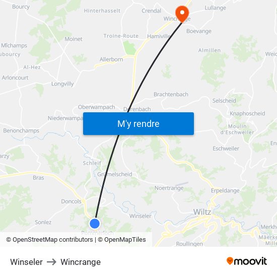 Winseler to Wincrange map