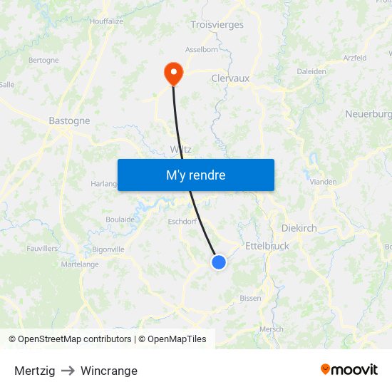 Mertzig to Wincrange map