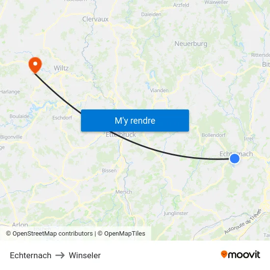 Echternach to Winseler map