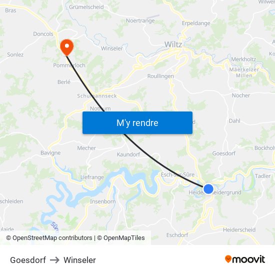 Goesdorf to Winseler map