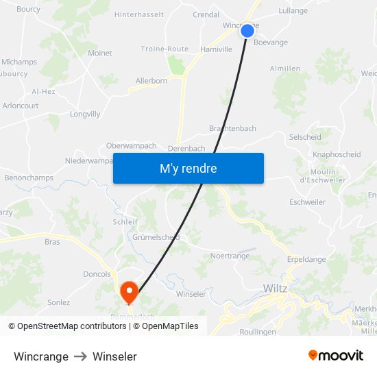 Wincrange to Winseler map