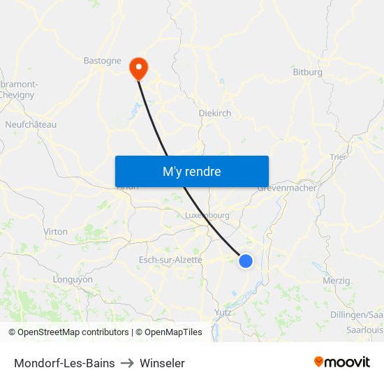 Mondorf-Les-Bains to Winseler map