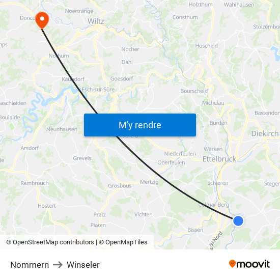 Nommern to Winseler map