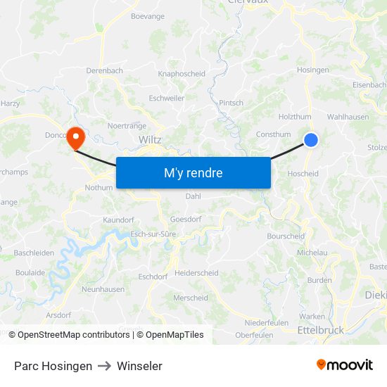 Parc Hosingen to Winseler map