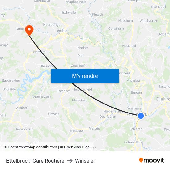 Ettelbruck, Gare Routière to Winseler map