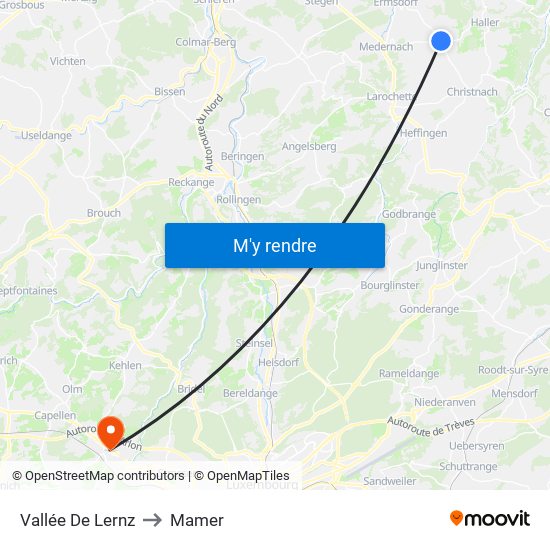 Vallée De Lernz to Mamer map