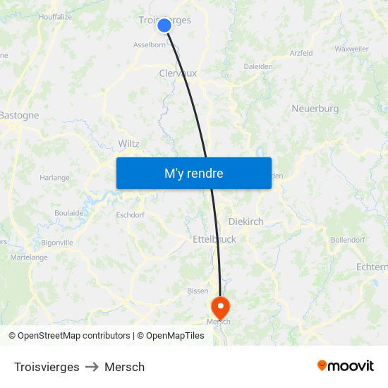 Troisvierges to Mersch map
