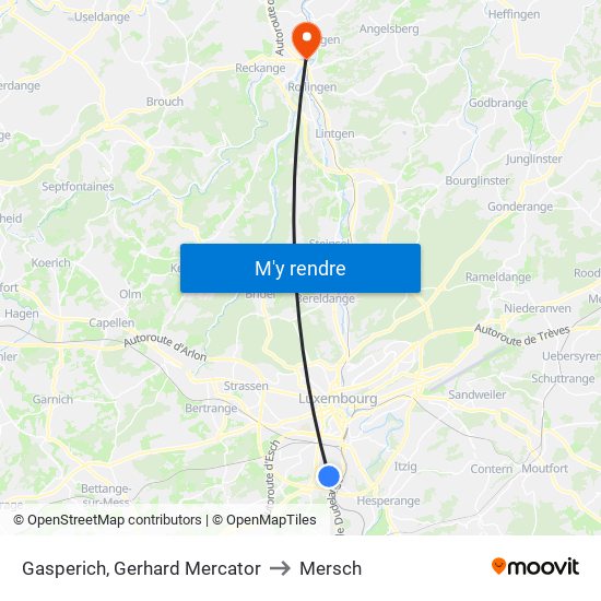 Gasperich, Gerhard Mercator to Mersch map