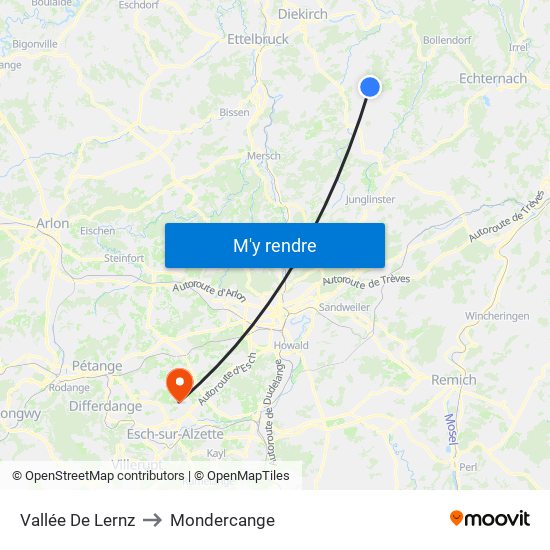 Vallée De Lernz to Mondercange map