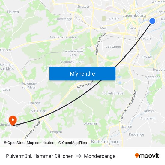 Pulvermühl, Hammer Dällchen to Mondercange map