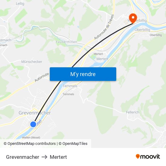 Grevenmacher to Mertert map