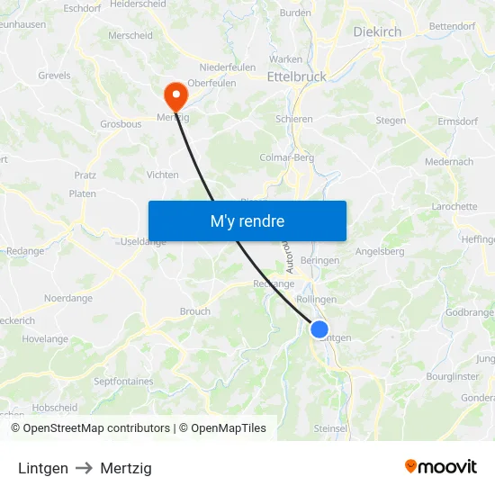 Lintgen to Mertzig map