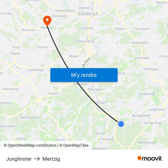 Junglinster to Mertzig map