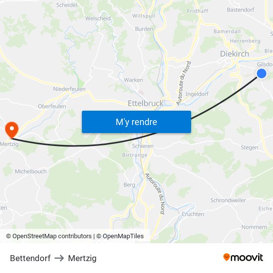 Bettendorf to Mertzig map